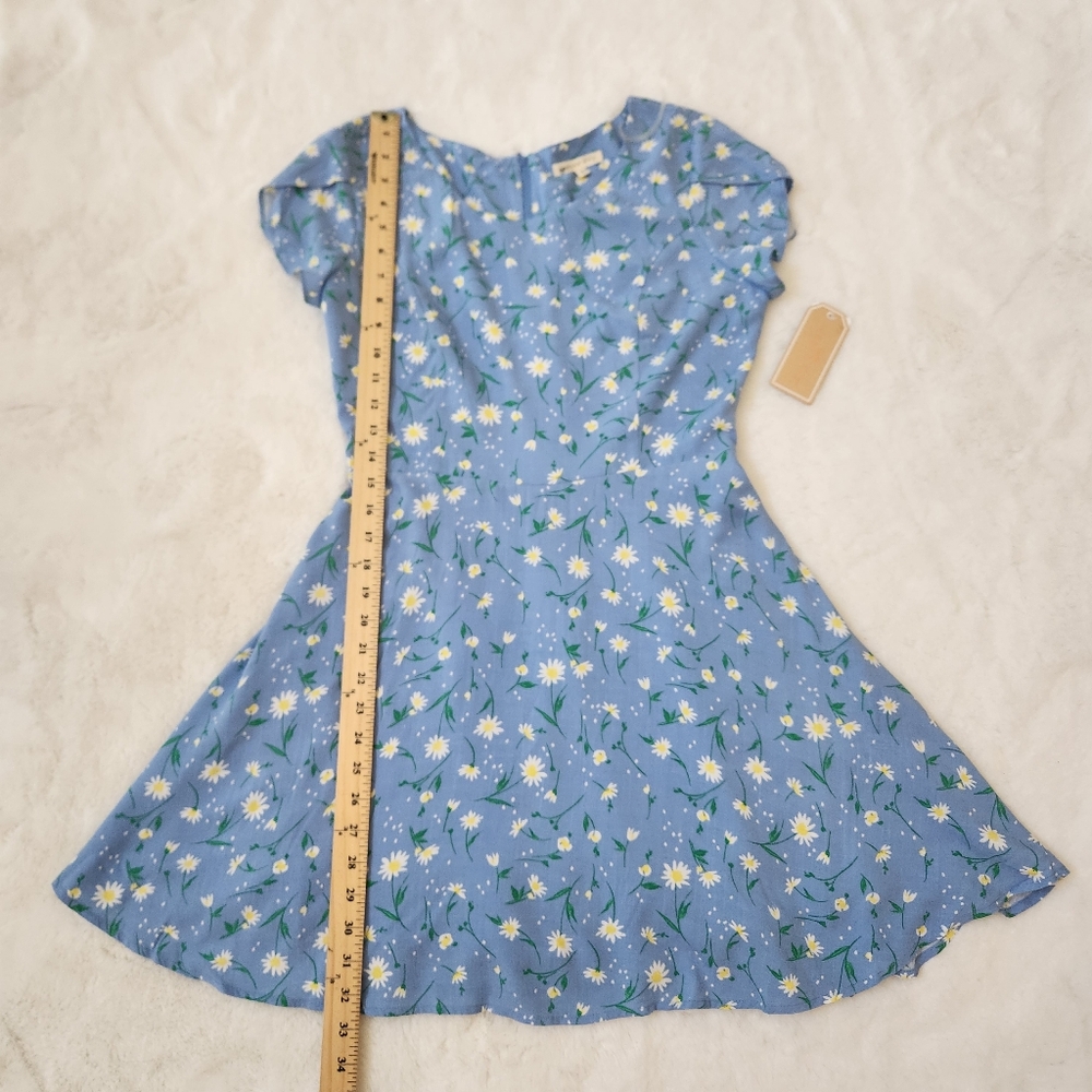 Copper Key Women's Blue Mini Dress S Floral Daisy Cottage Core Lined Summer - Picture 6 of 13